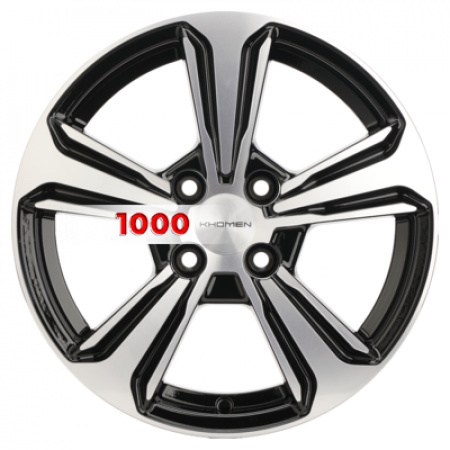 6*15 4*100 ET48 54,1 Khomen Wheels KHW1502 Black-FP (Rio/Solaris) - 1