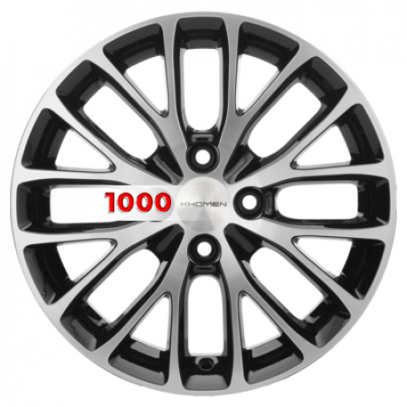 6*15 4*100 ET46 54,1 Khomen Wheels KHW1506 Black-FP (Rio/Solaris) - 1